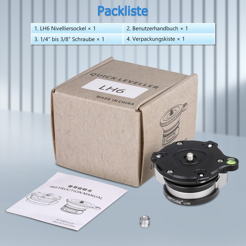 ARTCISE LH6 Leveling Head Levelling Base Ergonomic Locking Knob +/-