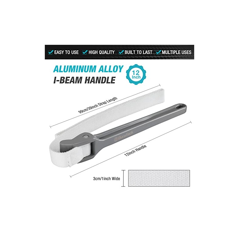 DURATECH Strap Wrench 12" Handle, Adjustable Nylon Strap Pipe Wrenches,