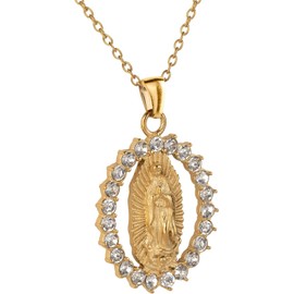 LuckyLy Collares para Mujer Oro 18K Virgen Guadalupe Regalos Mamá y Navidad