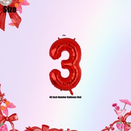 40 Inch 3 Red Number Balloons Mylar Foil Helium Digital Balloons Baby Shower 3st Birthday Party Decor Supplies
