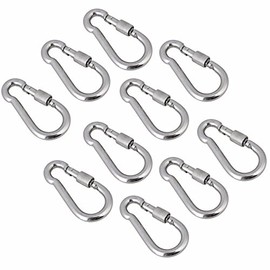 Wideskall® 3.5" Heavy Duty Metal Screw Lock Carabiner Hook Snap Clip D-Ring Chrome Silver - Pack of 1