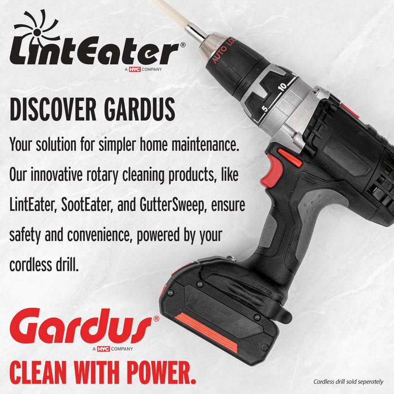 Gardus RJR601 LintEater Junior Rotary Dryer Vent Cleaning System, Removes