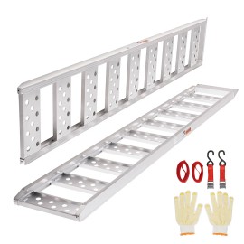 Portable 1250lbs Aluminum Loading Ramps with Straight Ramp Treads and Load Straps for Motorcycles ATVs Trucks Lawn MowersDefault: Default