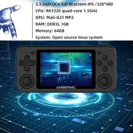 Retro GamePro RG351P Handheld Game Console, Console Support Open Linux Tony System RK3326 Chip 64GB Storage 3.5 Inch IPS Screen 3500mAh Battery (RG351P Black)
