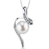 PEORA 8mm Freshwater Cultured Pearl Elegant Spiral Pendant Necklace for