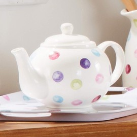 Cooksmart British Designed Ceramic Tea Pot | Large Teapot for Serving Hot Drinks | Tea Pots for All Family Sizes - Spotty Dotty