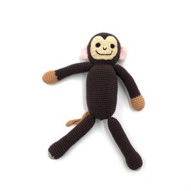 Pebble Fair Trade Handmade Crochet Cotton Monkey Rattle- Brown, 200-202