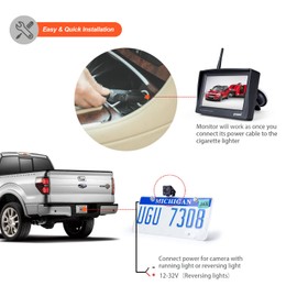 Wireless Backup Camera System with 4.3 inch Split Screen, IP69K Waterproof Wireless Rear View Camera with Night Vision, Support add 2nd Wireless Reversing Camera for Trailer, Vans, Cars, Rv, etc