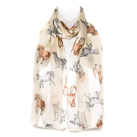 Hat To Socks Chiffon Satin Scarf Ideal for Ascot Horse Racing Equestrian (Cream)