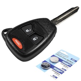 HQRP Key-Fob Remote Shell Case Cover Smart Key Keyless and Two Batteries Compatible with Dodge Ram 1500/2500/ 3500 2005 2006 2007 2008 05 06 07 08