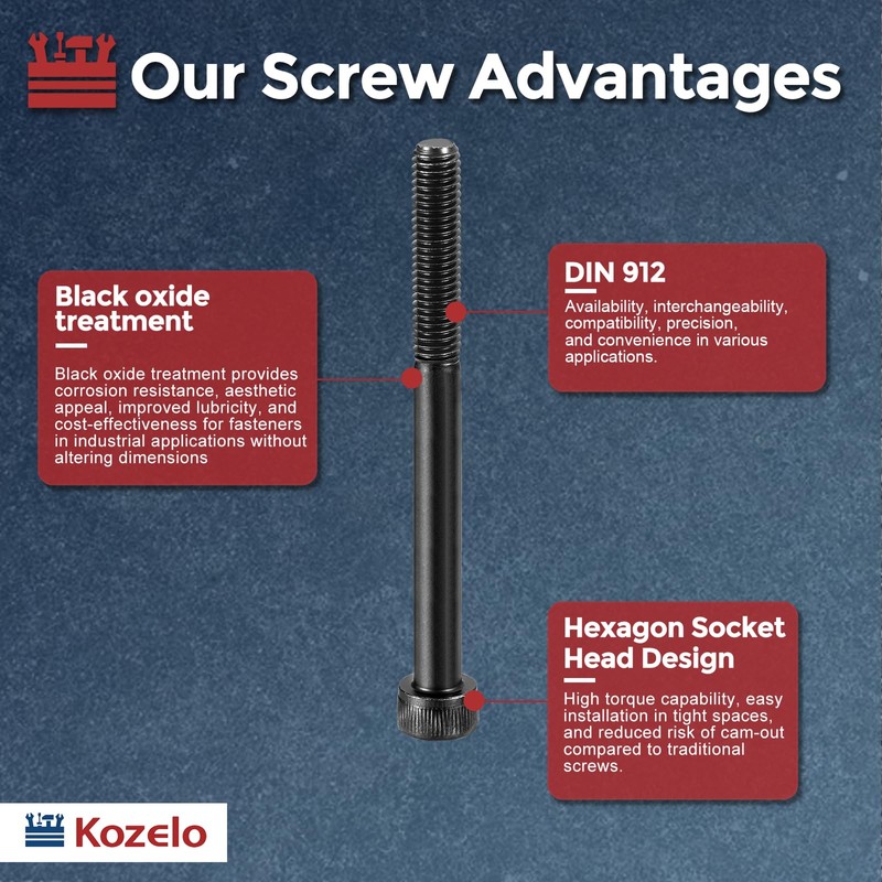 Kozelo 100pcs M3 Socket Head Cap Screws Bolts Nuts Assortment