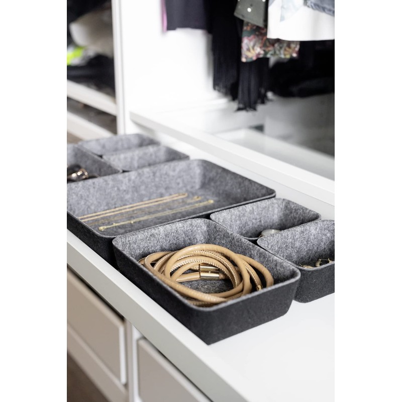 WENKO Drawer Organiser Felt, 7-Piece Storage Aid for Drawers Made
