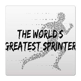 Makoroni - THE WORLD’S GREATEST SPRINTER Sport Run Runner Ceramic Tile Drink Coaster Small Trive Cork Backing 4.25 x 4.25 inc, DesK1