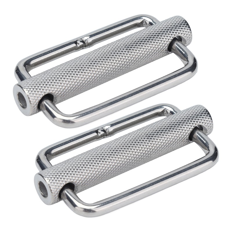 2Pcs Slide Buckle 316 Stainless Steel Rectangle Adjustable Knurled Roller
