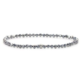 Terahertz Armband mit facettierten 3mm Perlen - verschiedene Längen - Heilstein Schutzstein Edelsteinarmband Glücksbringer Talisman Geschenk (Terahertz, 14CM)