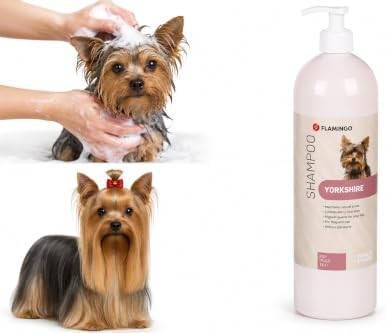 Flamingo Shampoo for Yorkshire Terriers and Other Long-Haired Breeds - 1L for Extended Care - Ideal for Yorkshire Terriers, Maltese, Shih Tzus, Lhasa