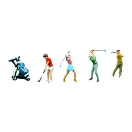 Perfeclan 4x 1:64 Scale Miniature Golfer Figures Tiny People Model Layout Props Ornaments Micro Landscape Decor Golfing Figurine, with Bag