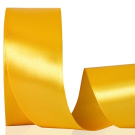 Yellow Ribbon 1 1/2 Inch, 25 Yards/roll Solid Satin Ribbon for Gift Wrapping, Bow & Eternal Flower Making, Floral Bouquets, Party Decoration.