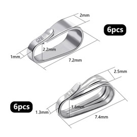 HAPPOW Pack of 12 Jewellery Pendant Eyelets 925 Silver, Necklace Loops Sterling Silver 925, Chain Clasp, Silver, Pendant Loops, Eyelets, Glossy/Striped, for Earrings, Necklaces, Crafts