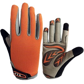 Cycling Gloves Kids Boys Girls Youth Full Finger Pair Bike Riding, Children Toddler Touch Screen Mountain Road Bicycle Warm Cold Weather Gel Padded, Color Green Blue Orange Age 2-11 (Orange, S)