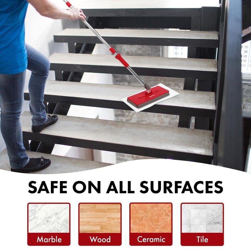 Floor Scrubber Mop with Easy Sheet Attachment, Includes 10 Disposable