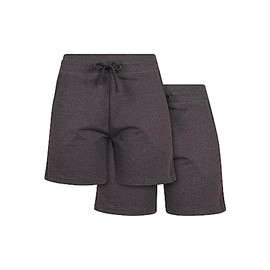 Build Your Brand Women's By066a-ladies terry shorts, pack of 2, charcoal, XS EU