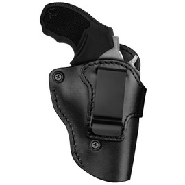 Premium IWB Leather Holster for Most .38 Special & J Frame Revolvers for Taurus 327/380/856/85, S&W 637/442/640/642, Ruger LCR/SP101, Kimber 6S and Rossi Model 68, Fit 2" - 2.25" Barrel, Black, Right