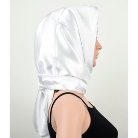 corciova 35 x 35 White Square Silk Like Women Hair Scarf Head Wrap Satin Hijab Bandana Solid Curly Headband Bandana Headscarf