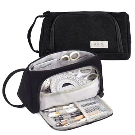 Pencil Case with Large Capacity, Stationery Bag, Pencil Case, Large Capacity, Teenager Girls Pencil Case, Pencil Case, for School Office (Black)