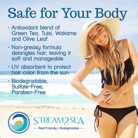 Stream2Sea Leave-In Hair Conditioner Travel Sized 1 Fl Oz, 3-Pack - Detangles & Replenish Moisture in Hair Natural Reef Safe Formula - Sulfate and Paraben Free with UV Protection