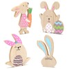 LIHAO 4 x Rabbit Decoration Set Easter Bunny Wooden Easter