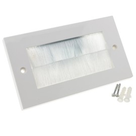 kenable White Brush Front Plate for Cable Exit / Wall Outlet Wall Outlet Wall Outlet UK Double Gang White [White Double]