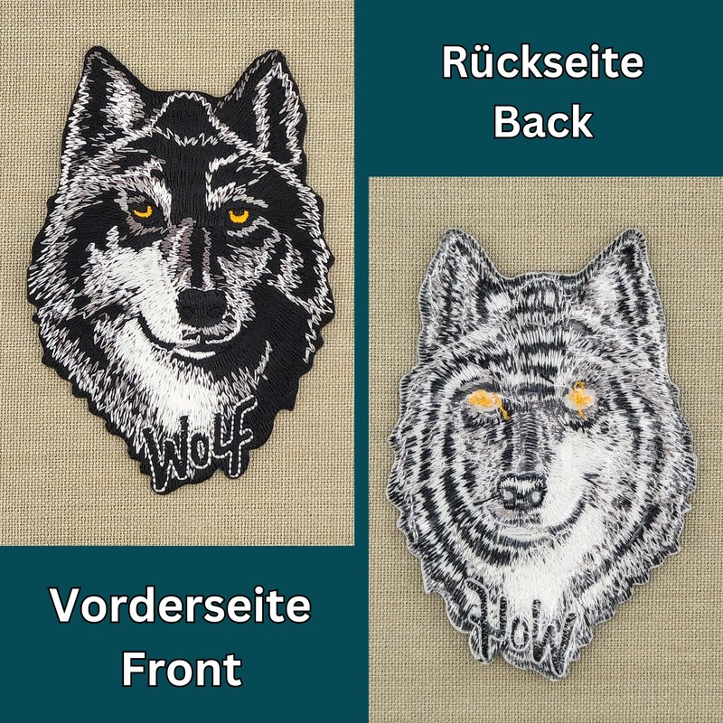 Wolf Head Black Grey Iron On Sew On Patch Iron-On