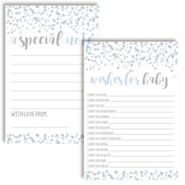 Blue & Silver Twinkle Little Star Boy Baby Wishes Cards 20, 4"x6" - Great Keepsake and Fun Activity for Baby Showers - Wishes for Baby Keepsakes Last Generations - Fill-In, Double-Sided Cards