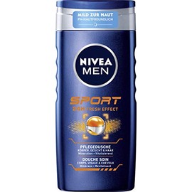 Nivea Men Sport Grooming Shower (250ml) Revitalising Shower Gel with Masculine Lemon Scent, pH Skin-Friendly Shower for Body, Face and Hair