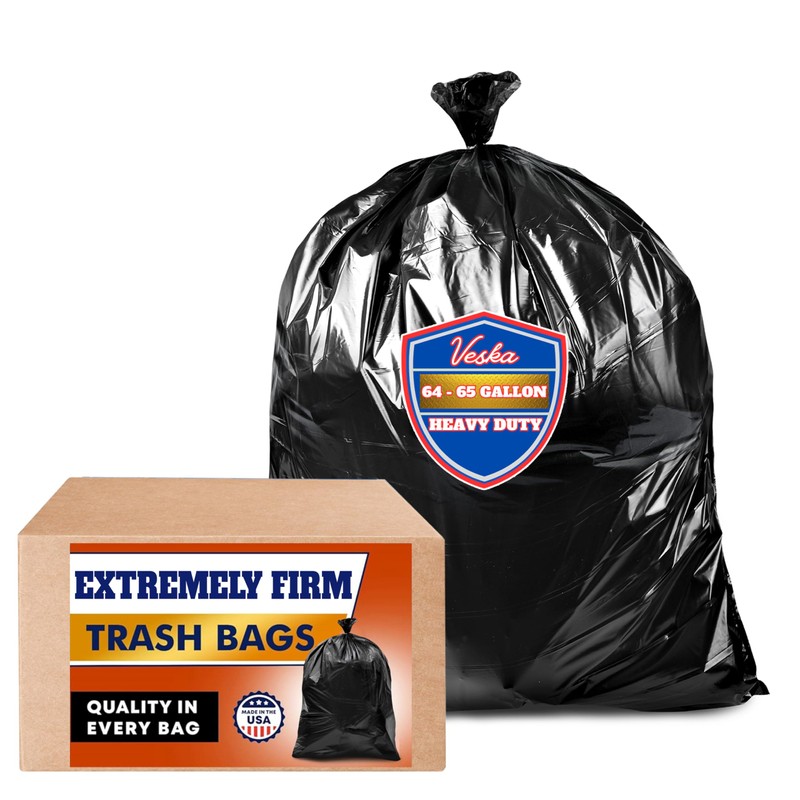 Veska 65 Gallon Trash Bags for Toter, (Value-Pack 50 Count