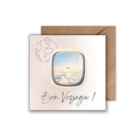 WBdesignz Holiday Card with Envelope - Good Travel Card Bon Voyage Holiday Greeting Card Farewell Card Travel Card Flight Card