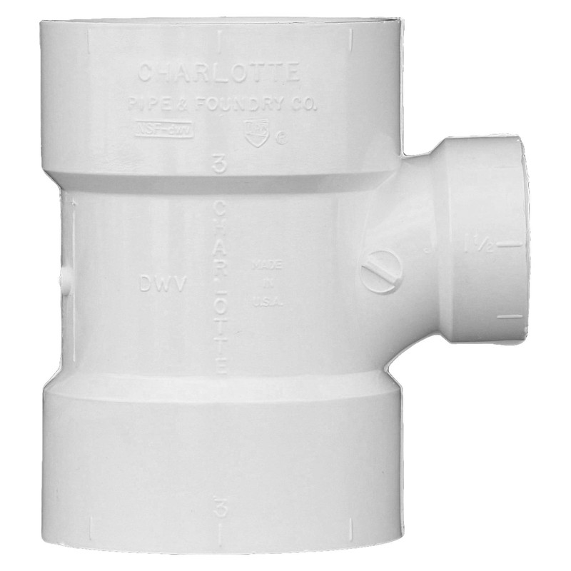 CHARLOTTE PIPE 3 x 3 x 1 1/2 DWV SANITARY