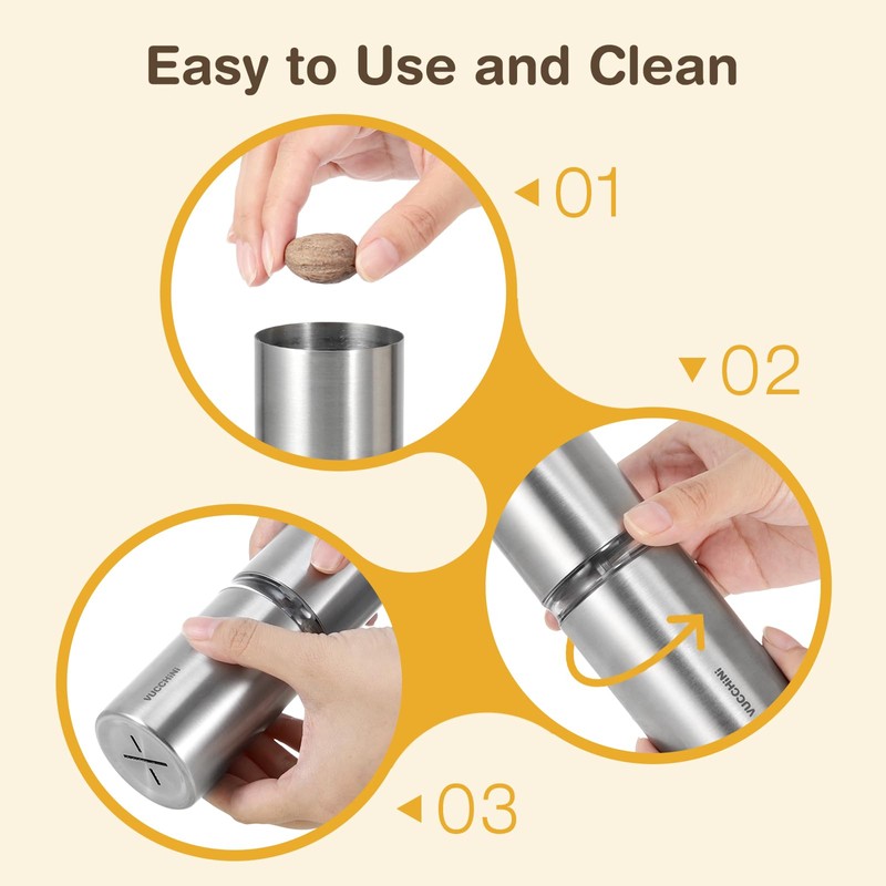 Vucchini Stainless Steel Nutmeg Grinder for Powder