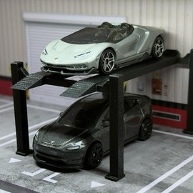 3D Printed Hot Wheels Display - Black Design with Multiple Shelves, Ideal for Displaying Hot Wheels Cars Organiser Racks:_Random color 3 car displa