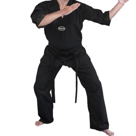 Farabi Sports Taekwondo Uniform Mix Martial Arts Uniform Set Black (Black, 170-cm)