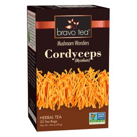 Bravo Tea Cordyceps Mushroom Herbal Tea, Caffeine Free 20 Tea Bags