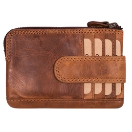 Leather Key Case | Key Case Made of Genuine Cowhide Leather | Key Bag with Card Slots RFID | Women & Men | Genuine Leather Key Folder with 2 Key Rings, brown, Unique