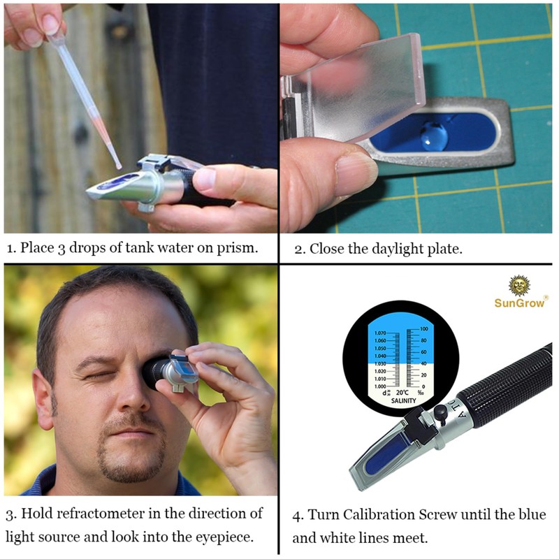 SunGrow Measure Salinity of Water with Aquarium Refractometer, Remarkable Accuracy,