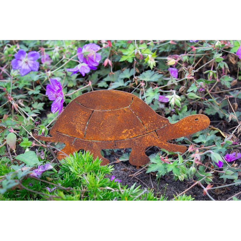 B2S BACK2SEASON Metal Stake Tortoise Patina Rust Garden Stake Spring