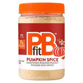 PBfit 15 Ounce Pumpkin Spice Peanut Butter Powder, Powdered Peanut Butter Spread From Real Roasted Peanuts, 7g of Protein 7% DV, Gluten-Free, 70 calories, 90% less fat (Pack of 1)