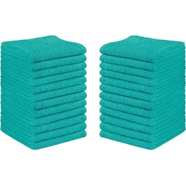 DARWEN STAR Luxury Flannel Face Cloth Set 30 x 30 cm, 100% Ring Spun Cotton Premium Washcloth, Soft Feel Fingertip Towel (Teal, 6)
