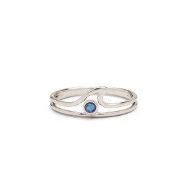 Pura Vida Silver-Plated Opal Wave Ring w/Blue Stone - Brass Base, Stylish Design - Size 5