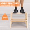2 Pack Toddler Step Stool, Wooden Height-Adjustable 2-Step Stool for