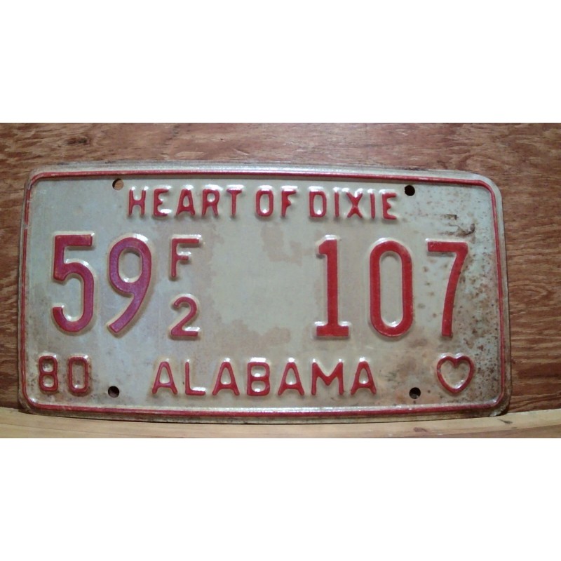Vintage 1980 ALABAMA License Plate Antique Car Tag